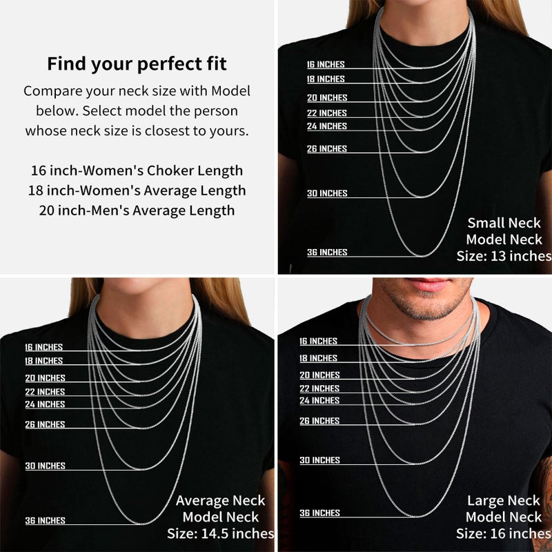 ASHINE Sterling Silver Chain Silver Chain Necklace for Women Silver Necklace Chain Chain Necklace Valentine Sterling Silver Chain for Men (1mm Box Chain Lobster Clasp 23 Inches) - Image 4